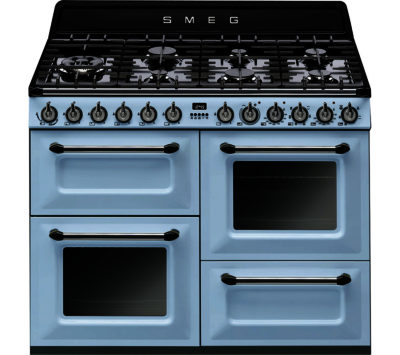 Smeg Victoria TR4110AZ 110 cm Dual Fuel Range Cooker - Azzurro & Black